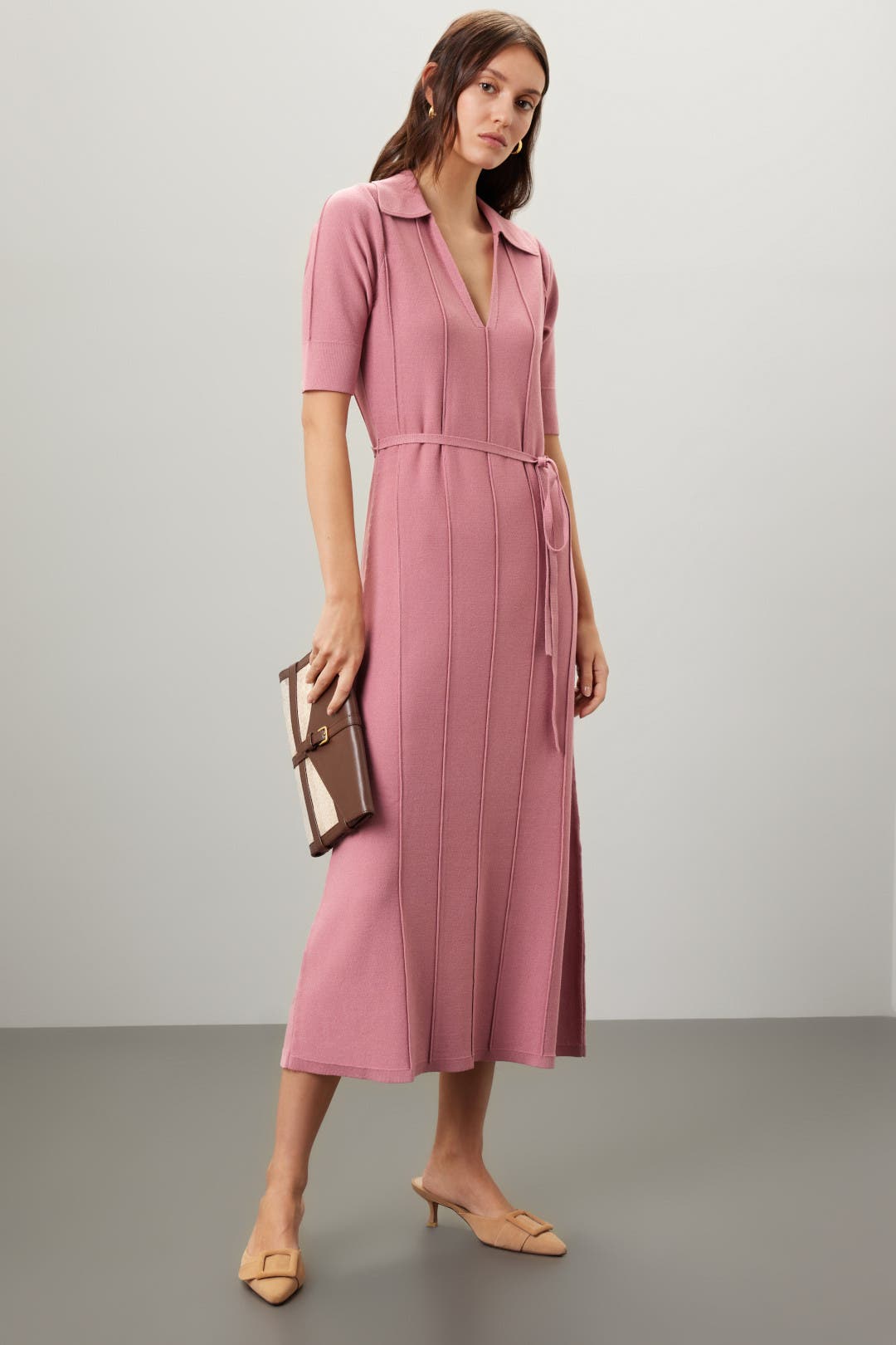 Adam Lippes x RTR Knit Collar Dress Pink