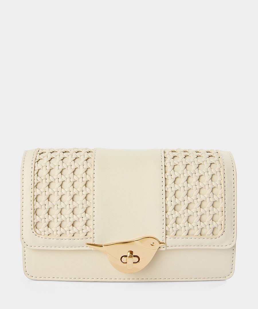 Dina Bird Clasp Clutch Bag - Off White - by Joe Browns