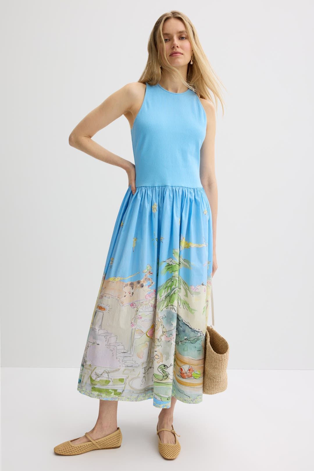 Almais Anouk Tank Midi Dress Multicolored-blue-print