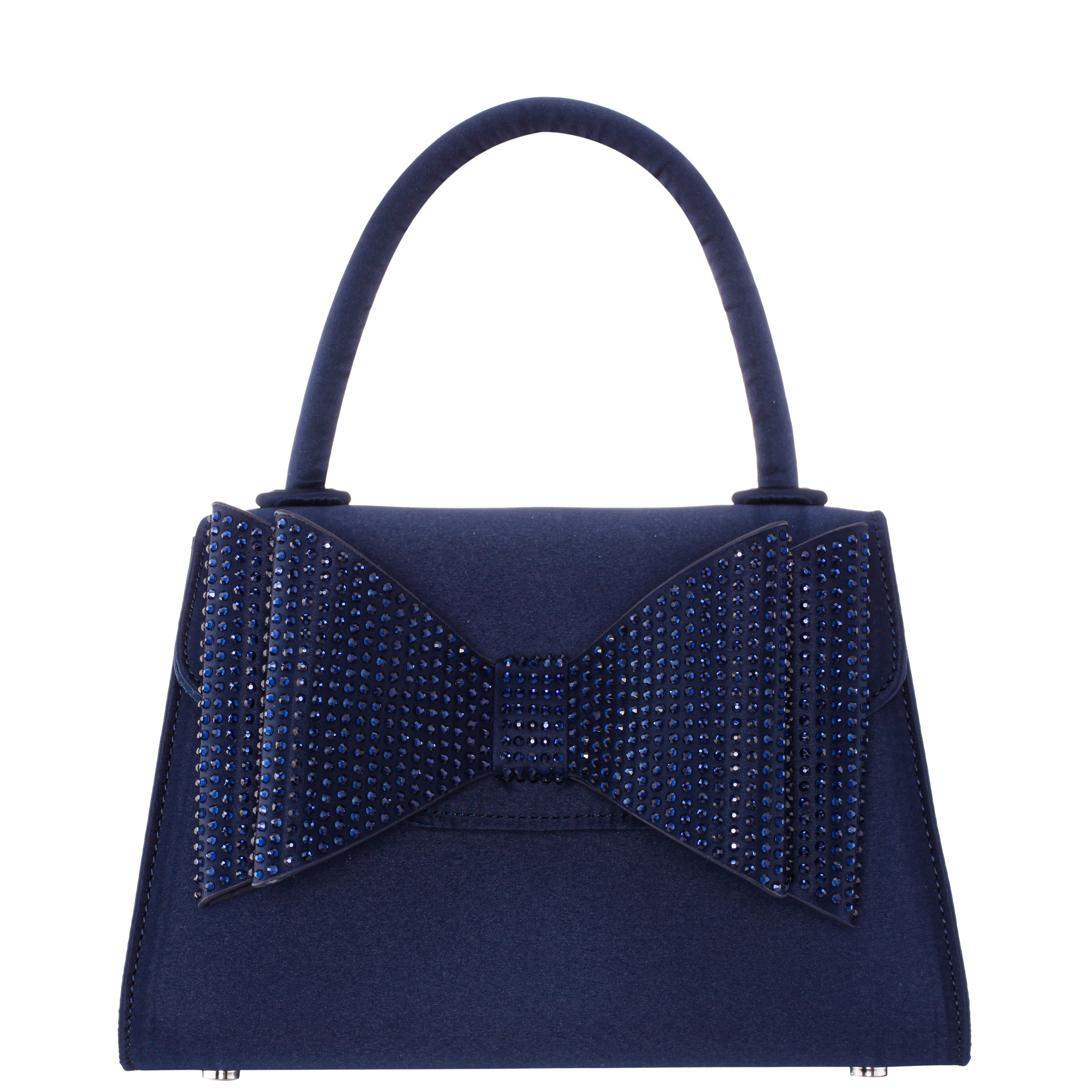 Womens Alila Navy SatinGlass Crystal Satchel Bag