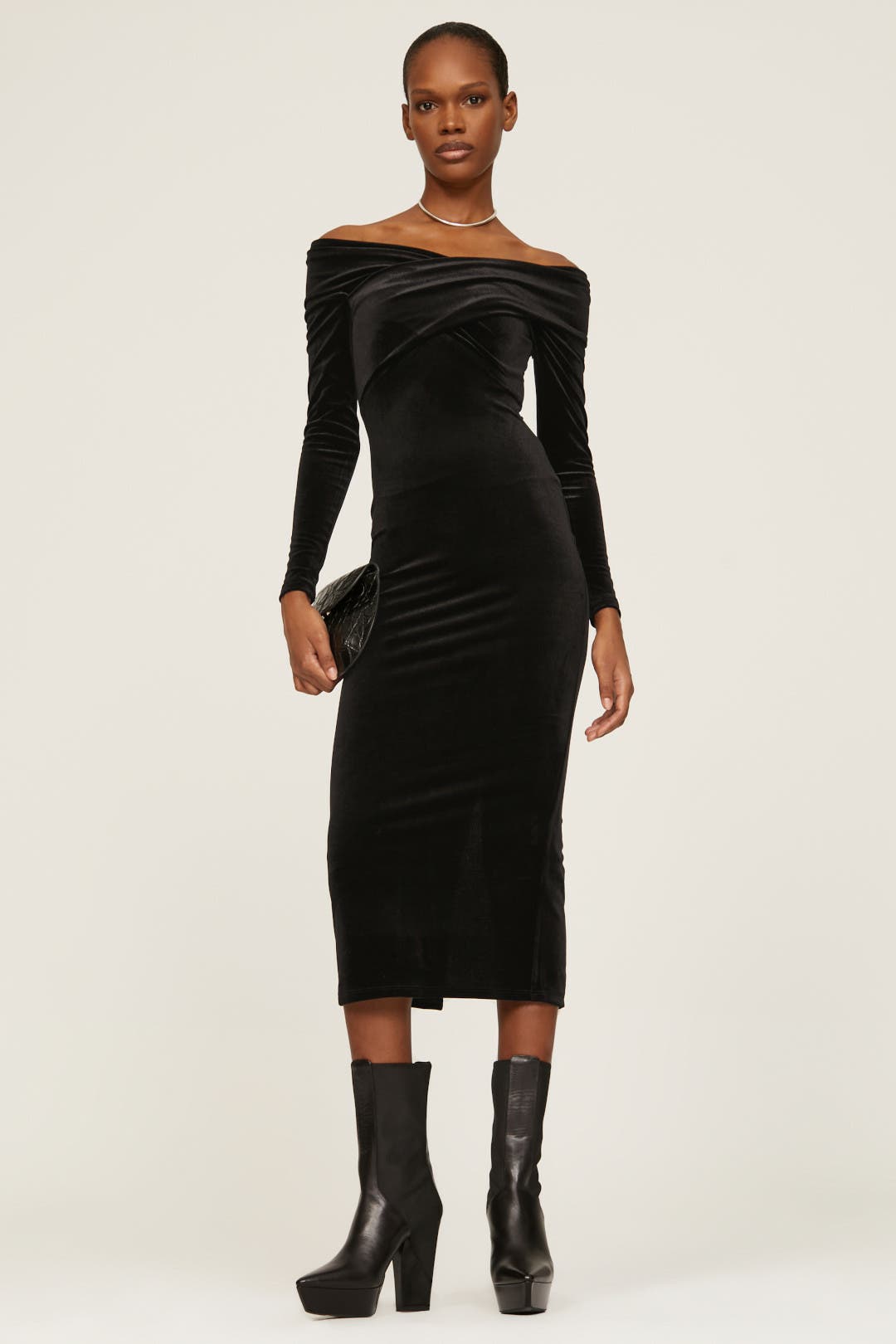 AllSaints Delta Velvet Dress Black