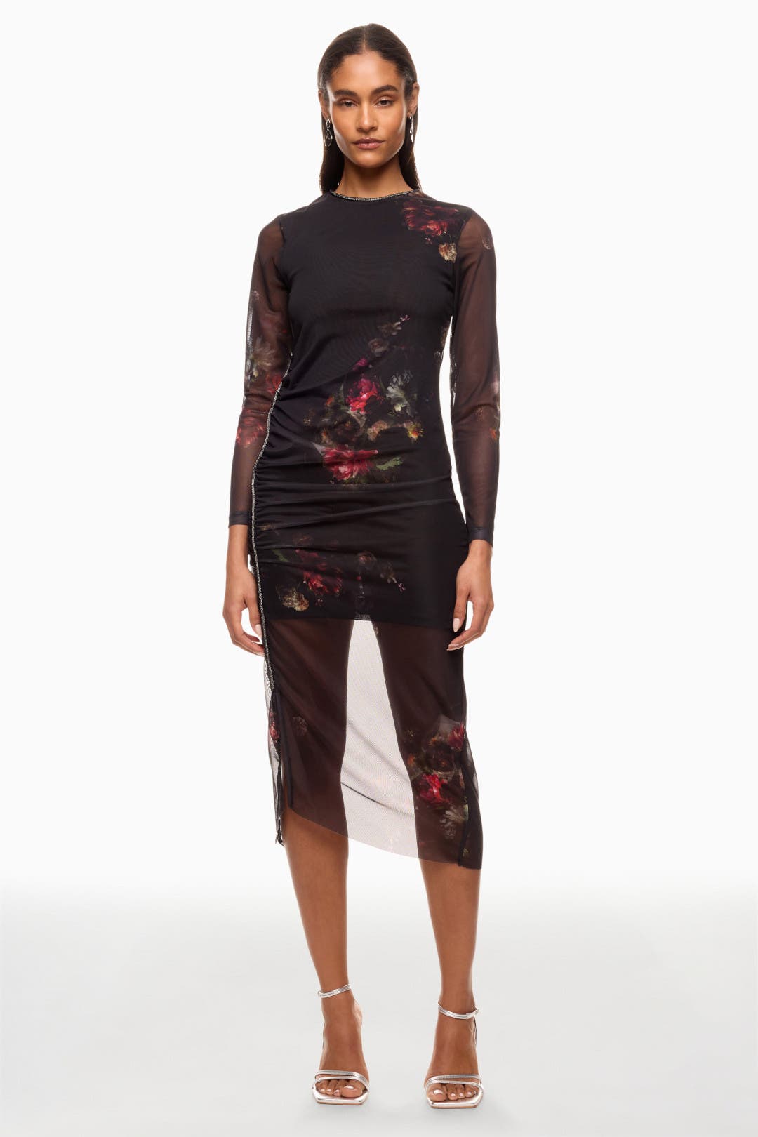 AllSaints Nora Sparkle Dress Black-pink-print