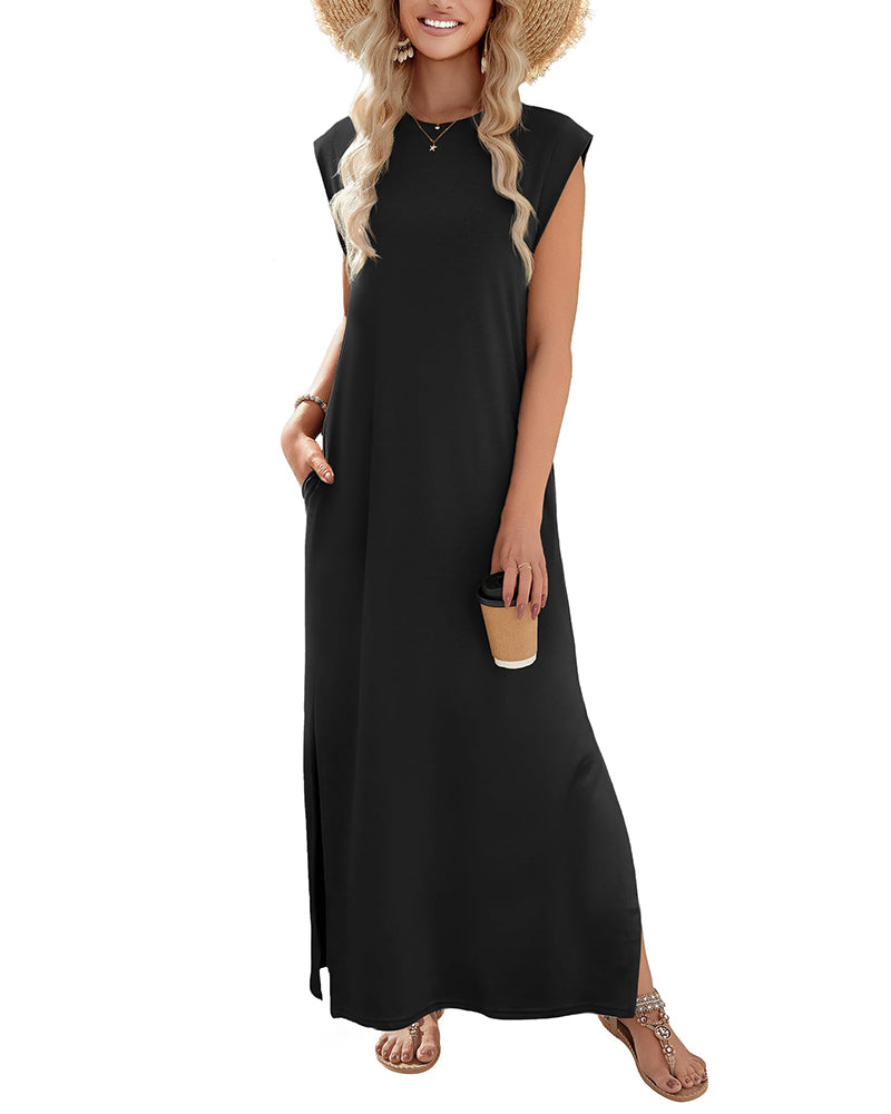 Zeagoo Women Floral Maxi Dress Summer Casual Sleeveless Sundress