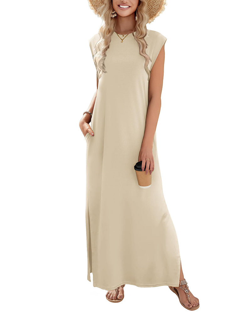 Zeagoo Women Floral Maxi Dress Summer Casual Sleeveless Sundress