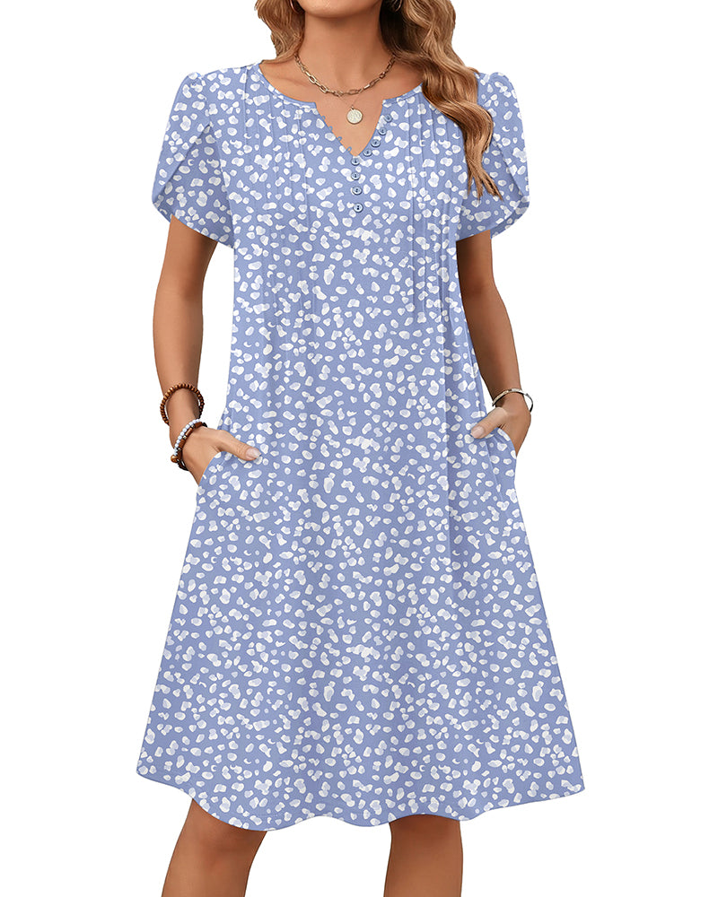Zeagoo Women's Casual A-Line Short Sleeve Mini Dress with Pockets