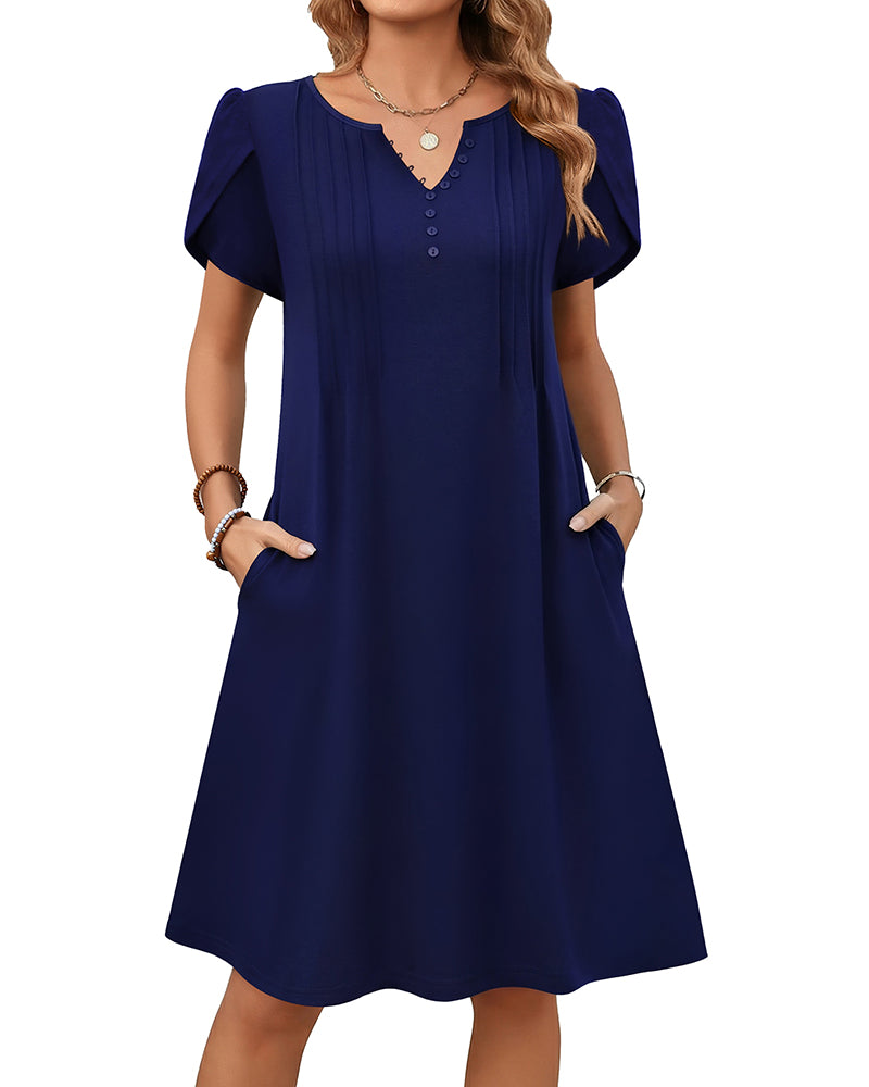 Zeagoo Women's Casual A-Line Short Sleeve Mini Dress with Pockets