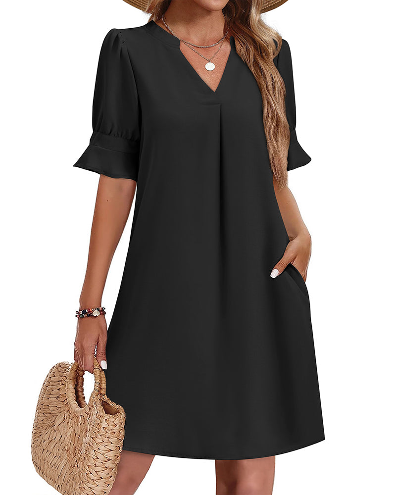 Zeagoo Casual Hawaiian Ruffle Sleeve Shift Dress for Women Casual Summer Vacation