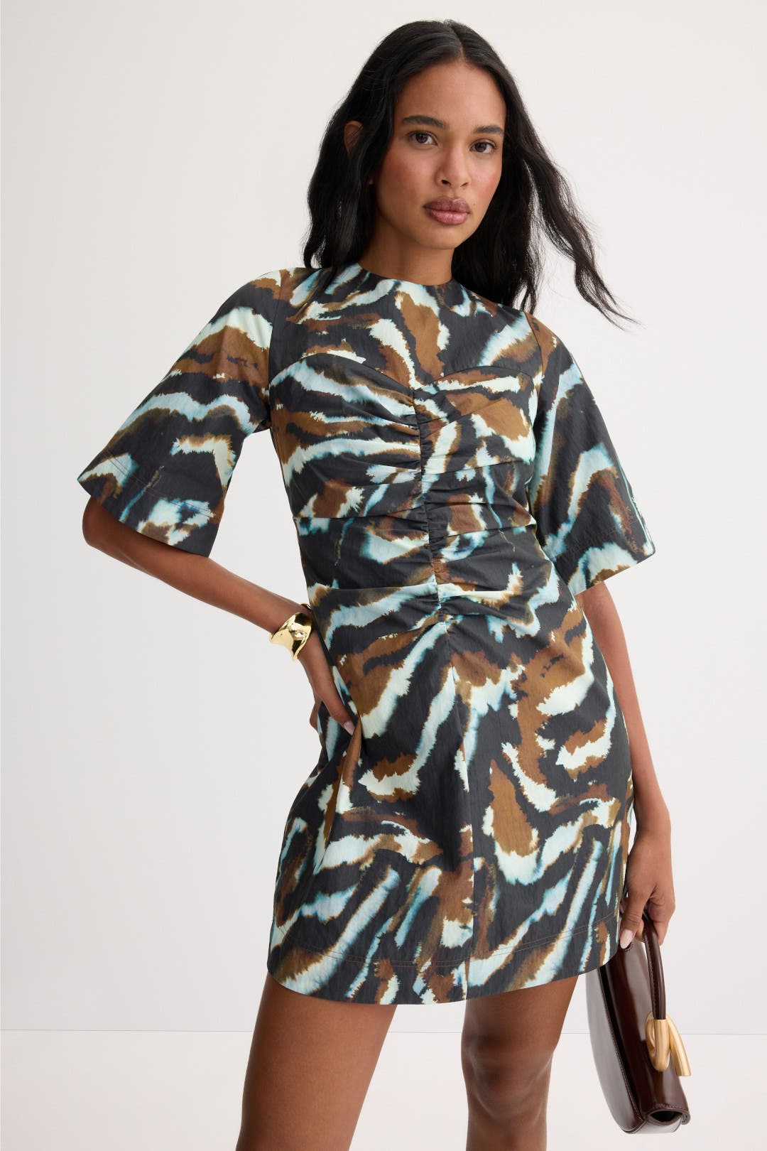 Amur Coltin Shirt Mini Dress Multicolored-brown-print