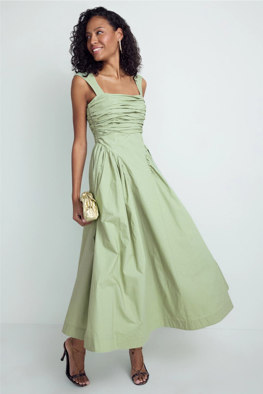 Amur Galilea Ruched Dress Green