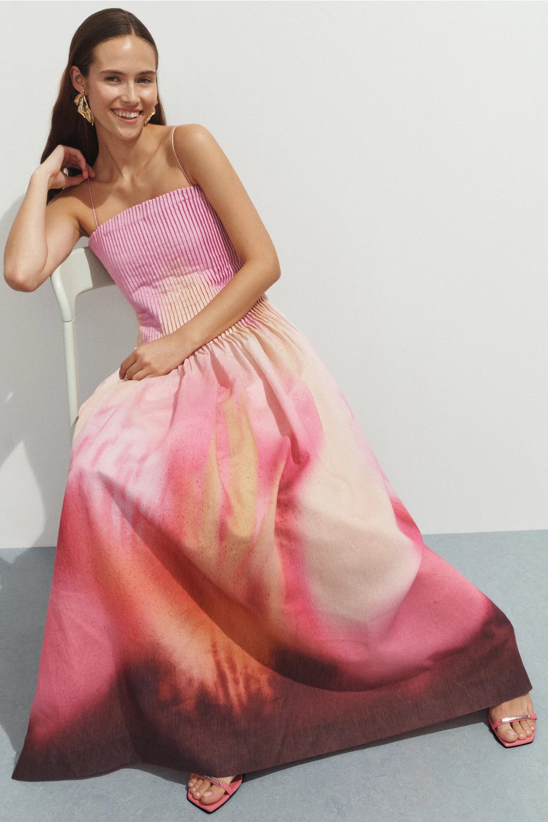 Amur Grecia Pleated Dress Multicolored-pink-print