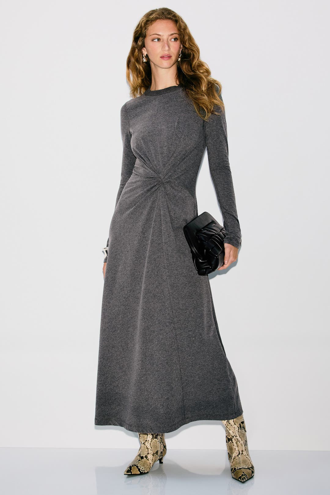 Apiece Apart Long Sleeve Volta Dress Grey