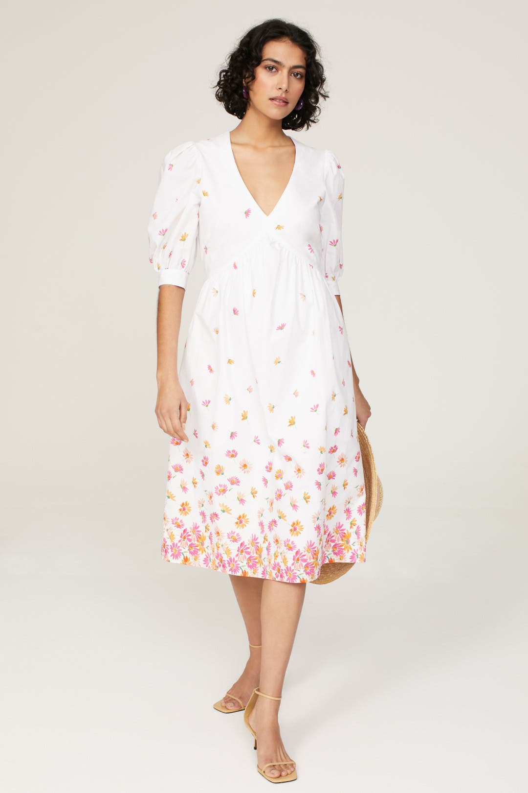 Arias NEW York Floral Gathered Dress White-multicolored-print