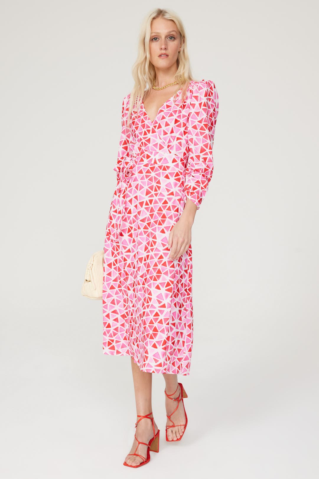 Area Stars Diamond Wrap Dress Pink-print