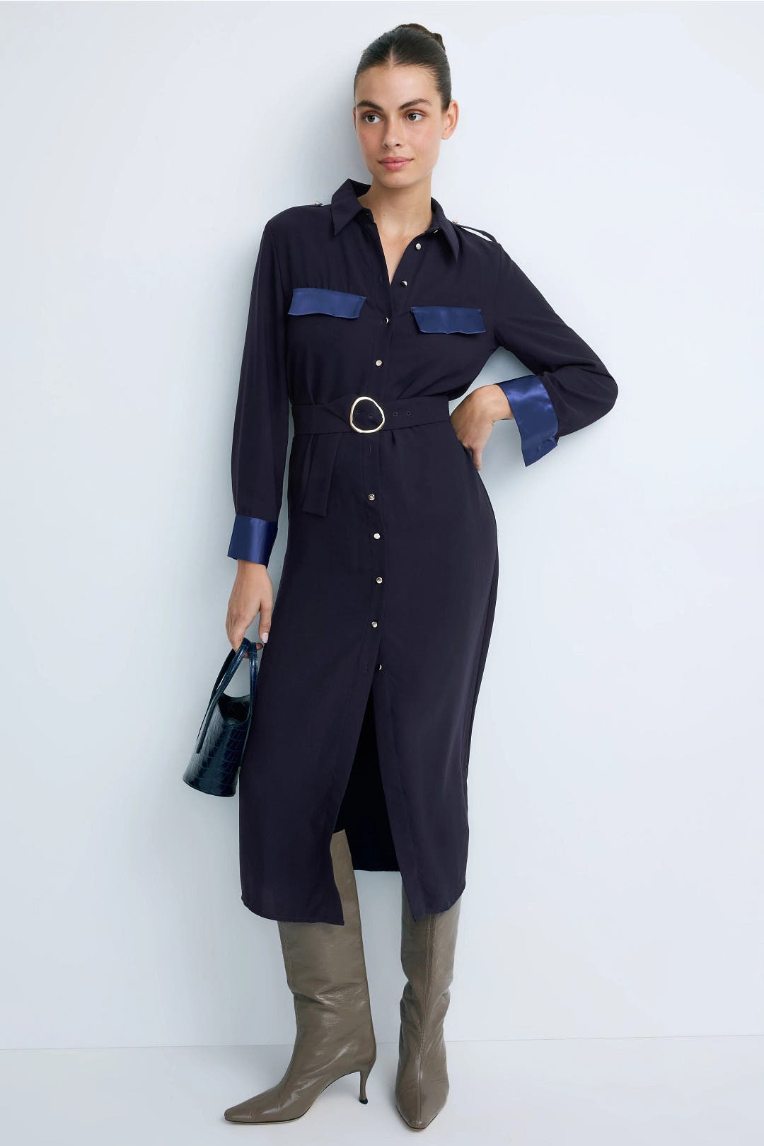 Area Stars Gara Midi Shirt Dress Blue
