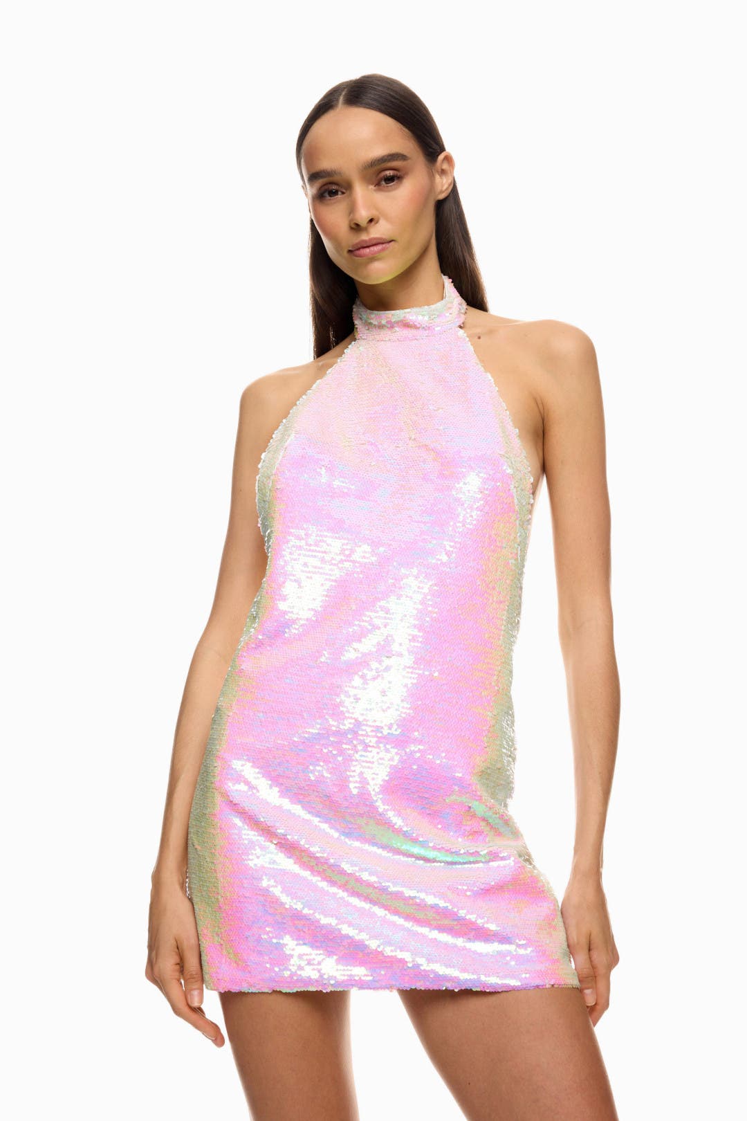 Bronx Banco Farah Pink Halter Neck Mini Dress Multicolored-pink