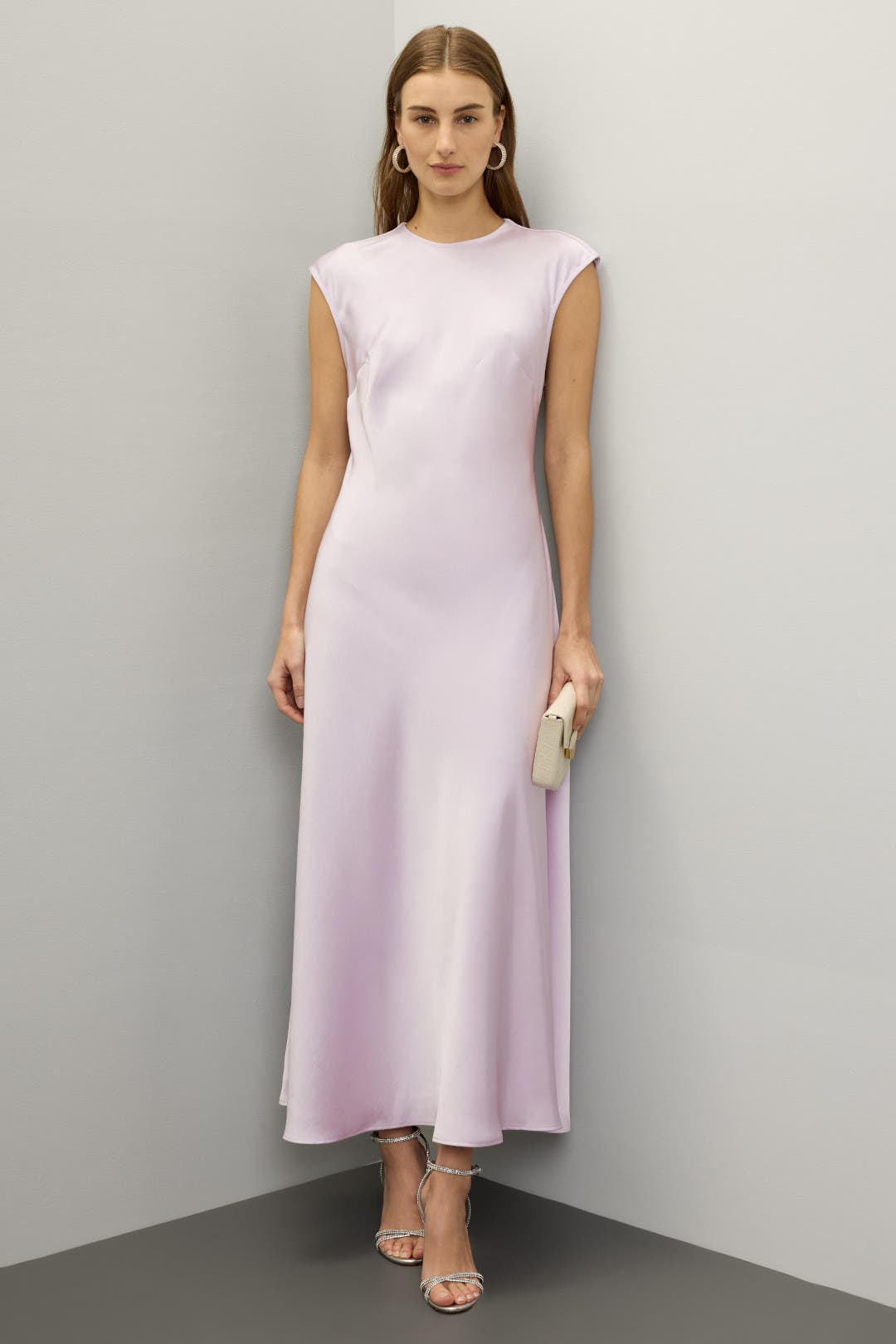 Bardot Peggy A-Line Satin Slip Dress Purple