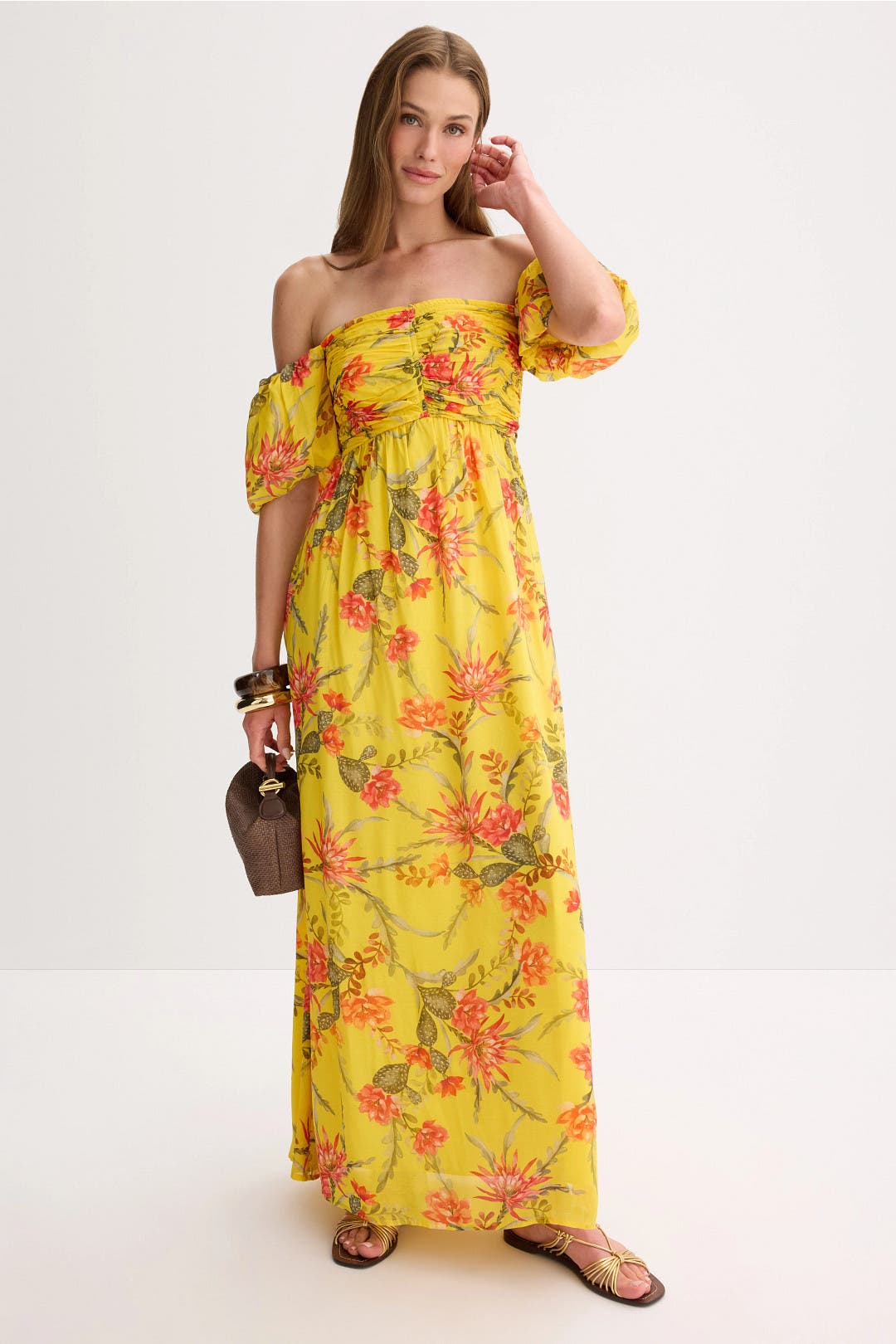 Banjanan Farida Dress Yellow-red-print
