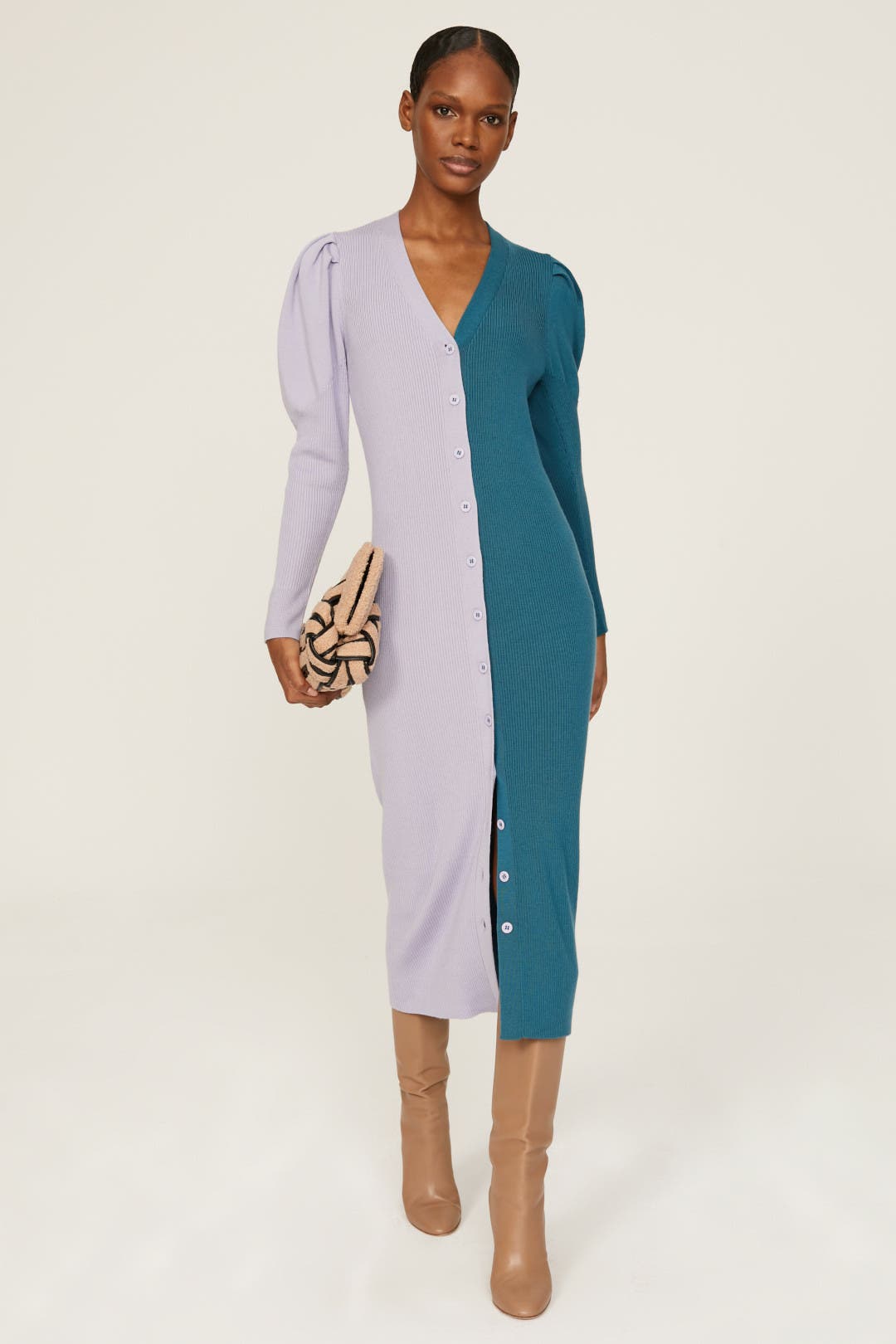 Busayo x RTR Rib Sweater Dress Blue-purple-print