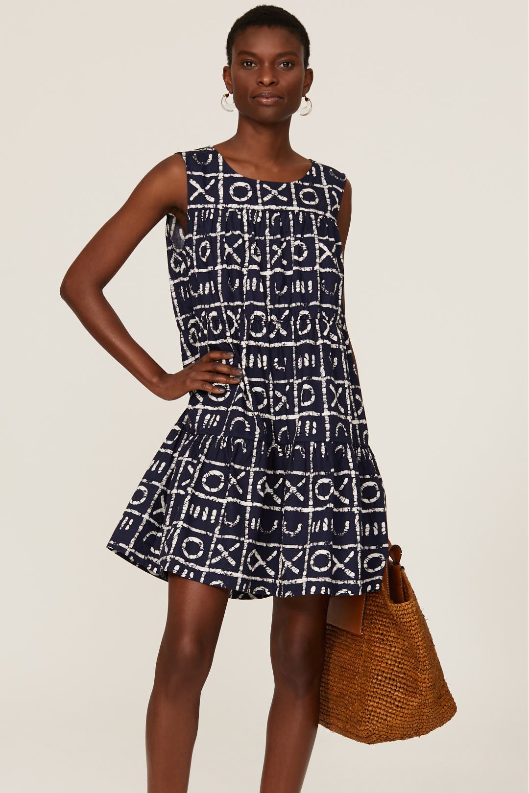 Busayo x RTR Tiered Flounce Dress Blue-print