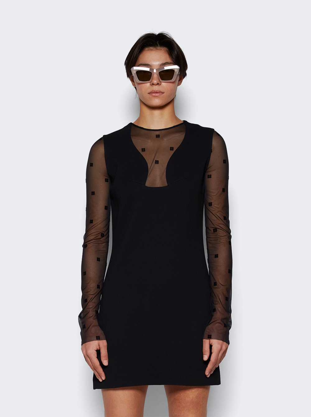 g Sheer Panel Mini Dress