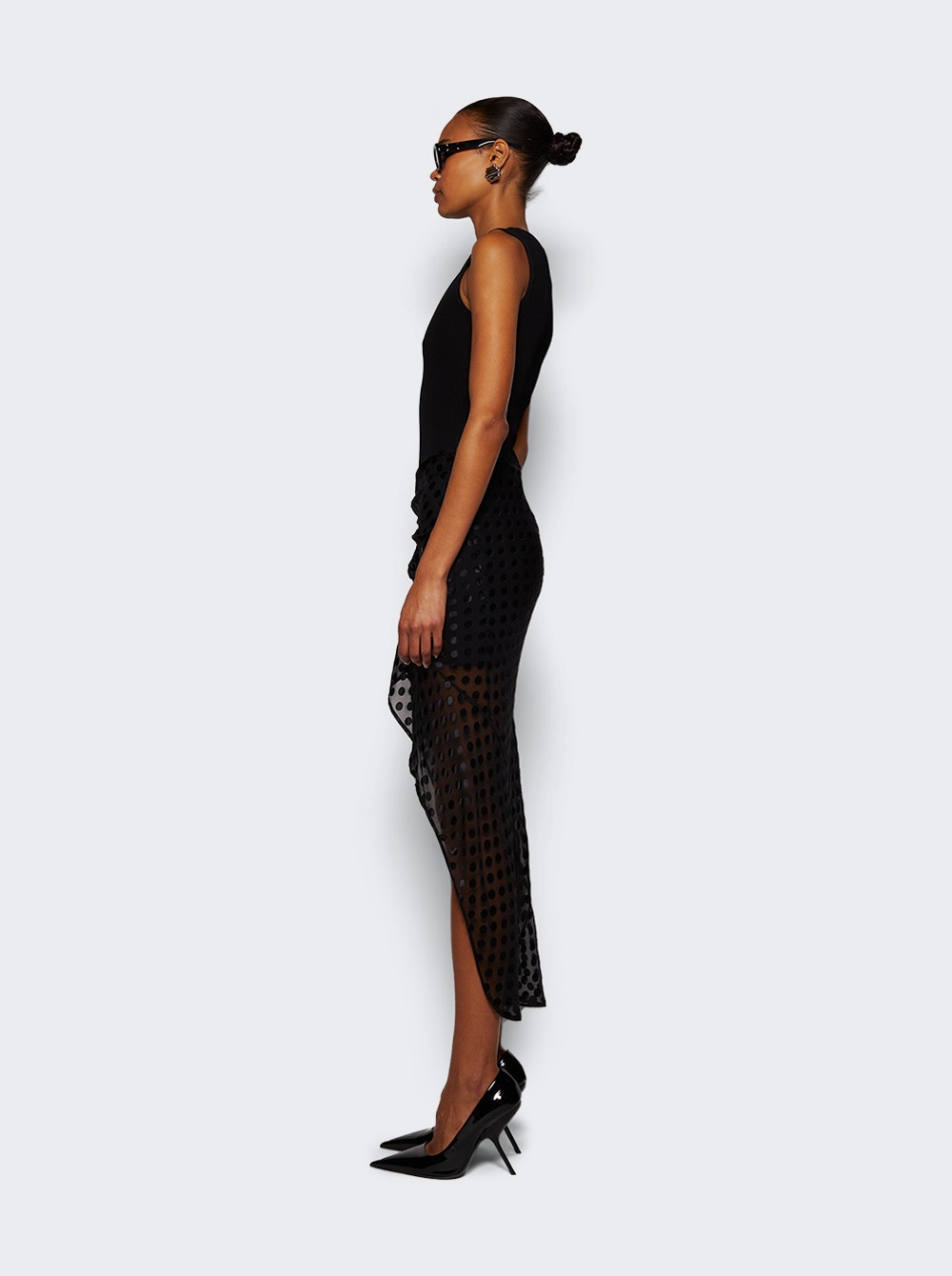 Draped Dress In Jersey And Polka Dots D ©vor © Satin
