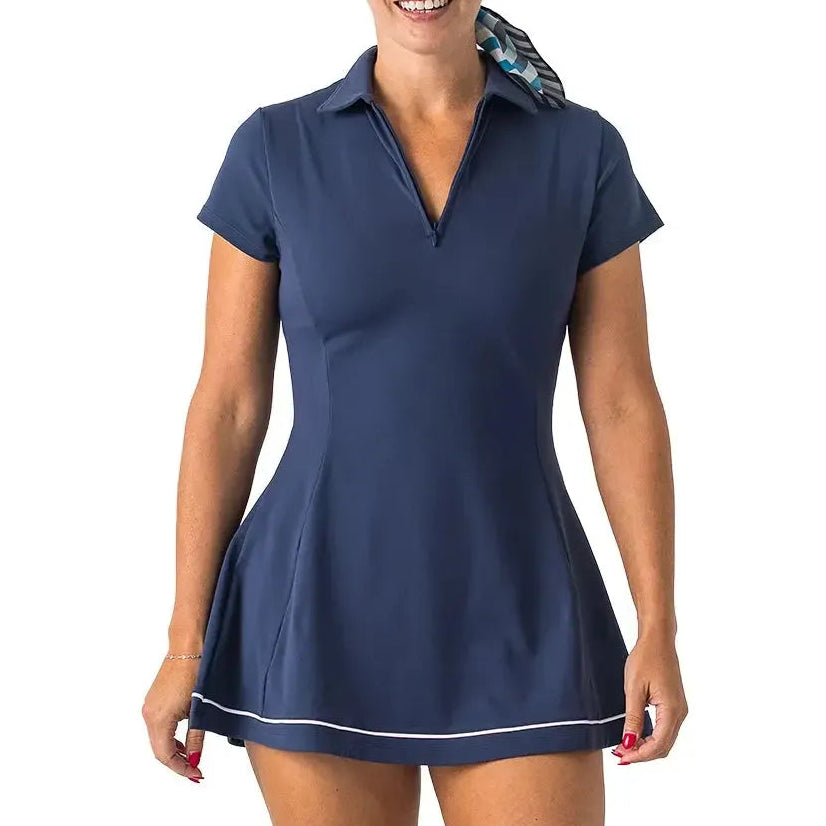 Women's Zipper Dress - L Navy