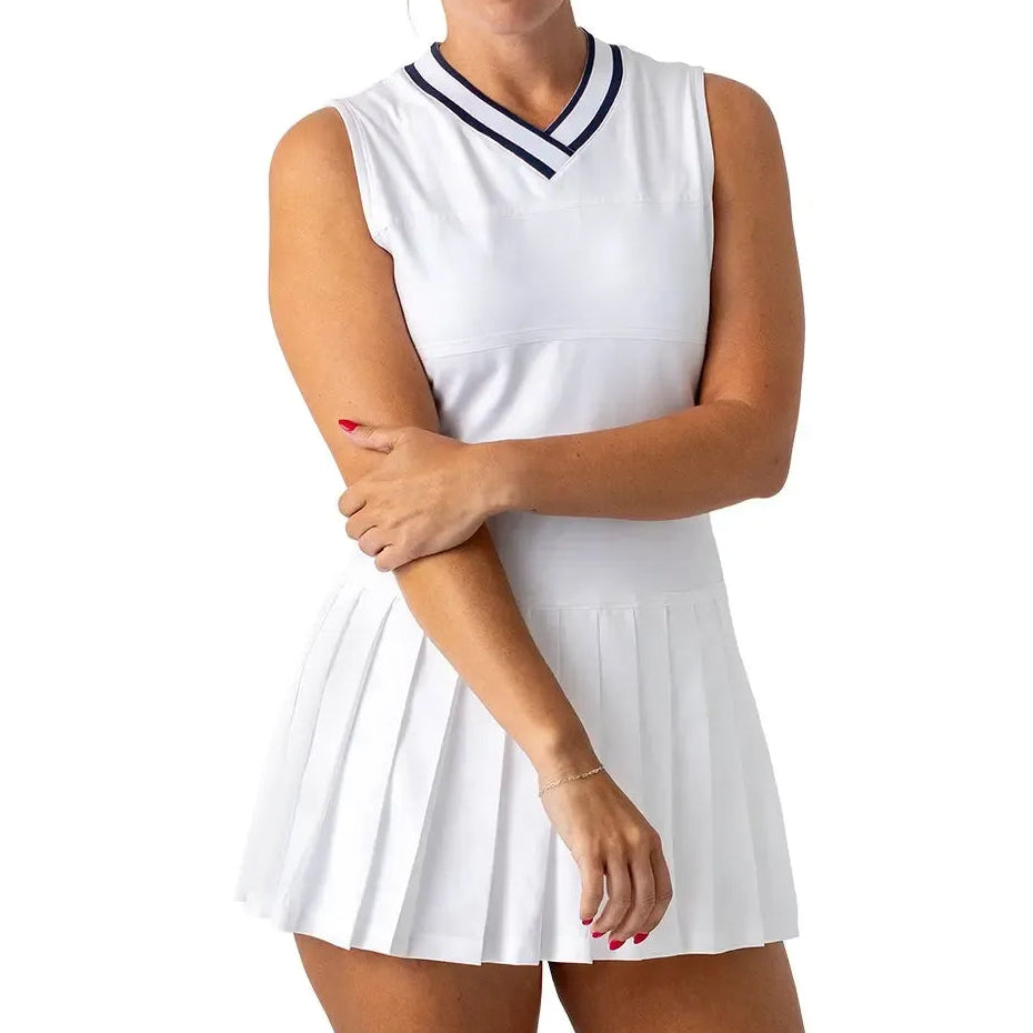 Women's V-Neck Tennis Dress - White