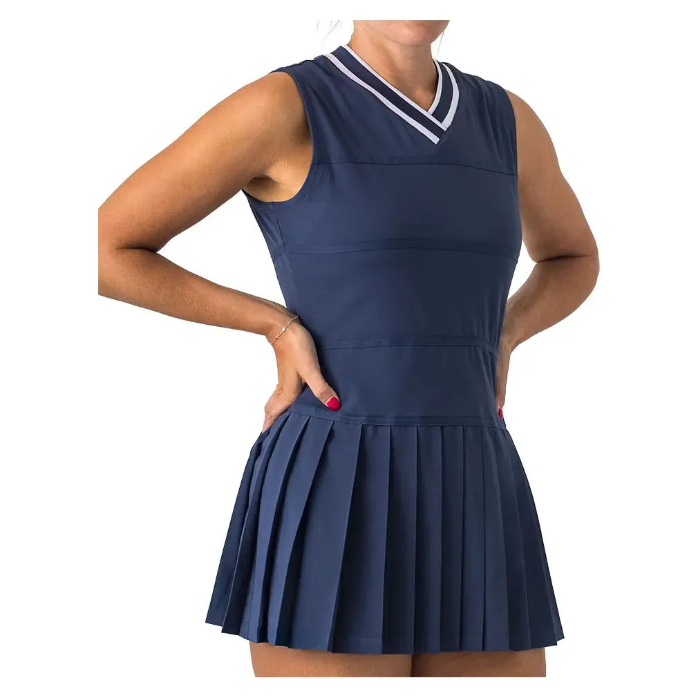Women's V-Neck Tennis Dress - S Navy
