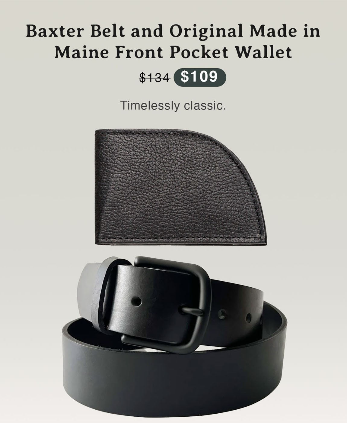 Baxter Belt and Made in Maine Rogue Wallet Bundle - Black Tan