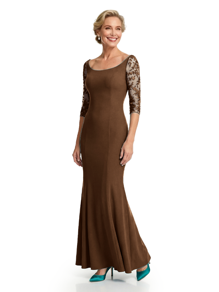 Chicsew Beautiful Lace Half Sleeves Mother Of The Groom Dress Mermaid Wedding Gown