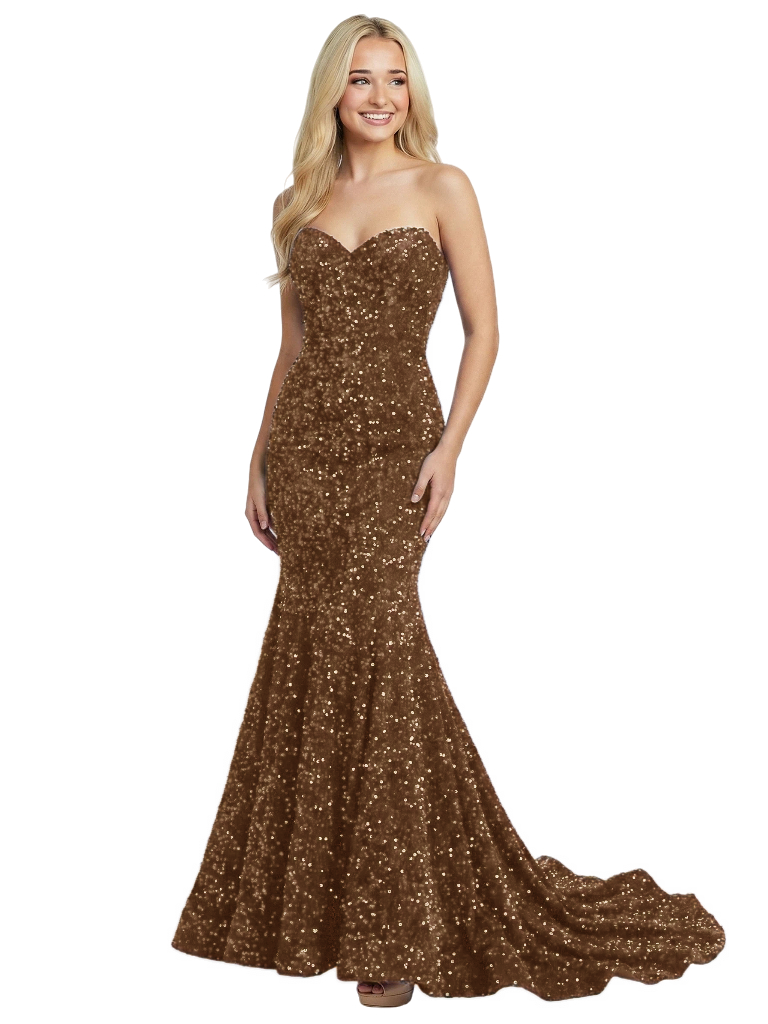 Stylish Sweetheart Sleeveless Sequin Mermaid Prom Dress Floor-Length Formal Evening Gown