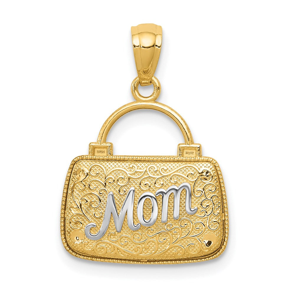 k Yellow & Rhodium Gold wRhodium D Reversible Mom Handbag Pendant