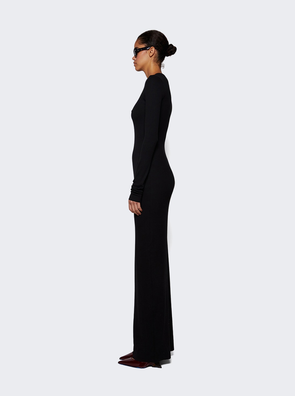 Long Sleeve Crewneck Maxi Dress Black