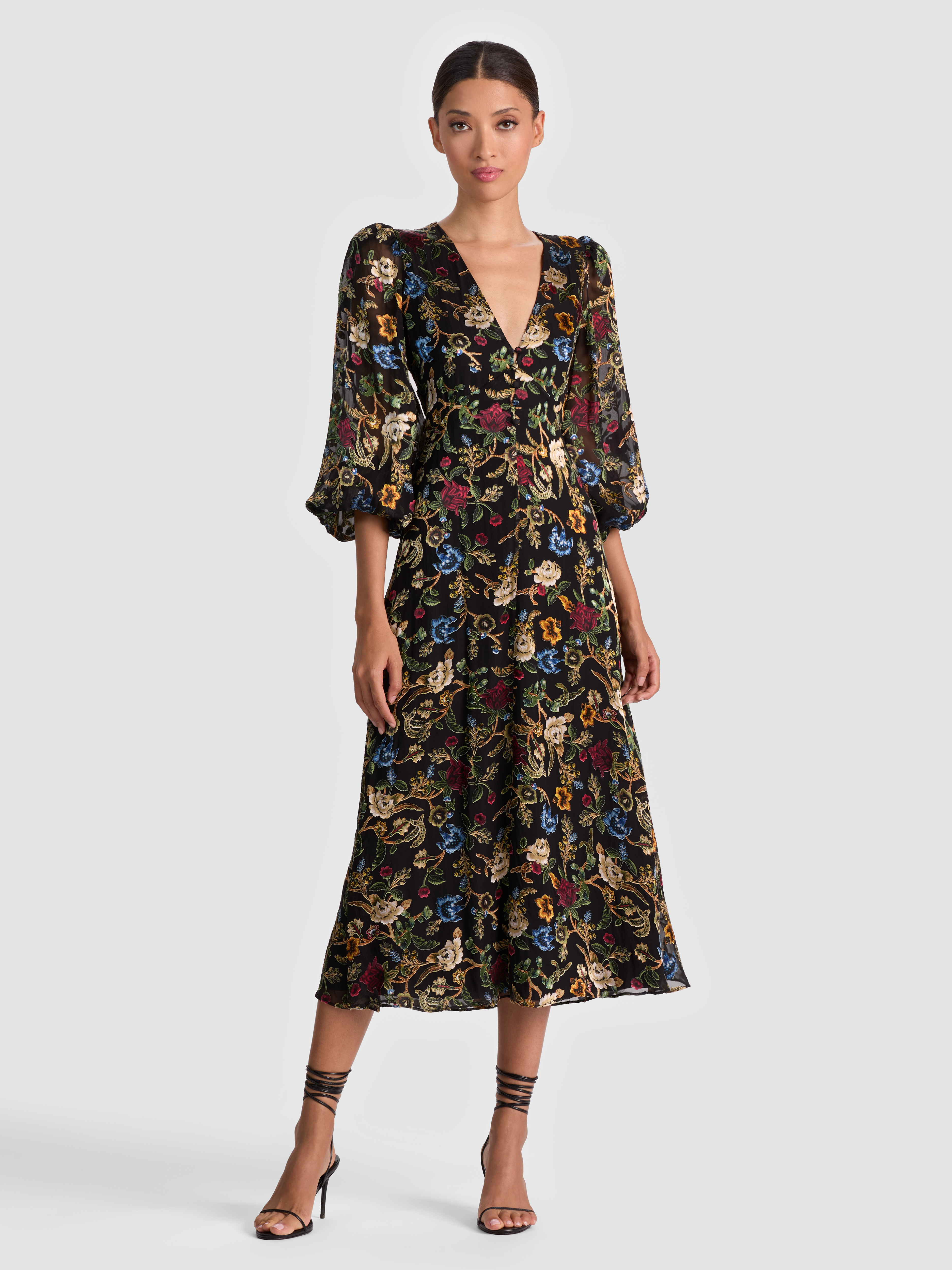 alice + olivia MONA MIDI DRESS