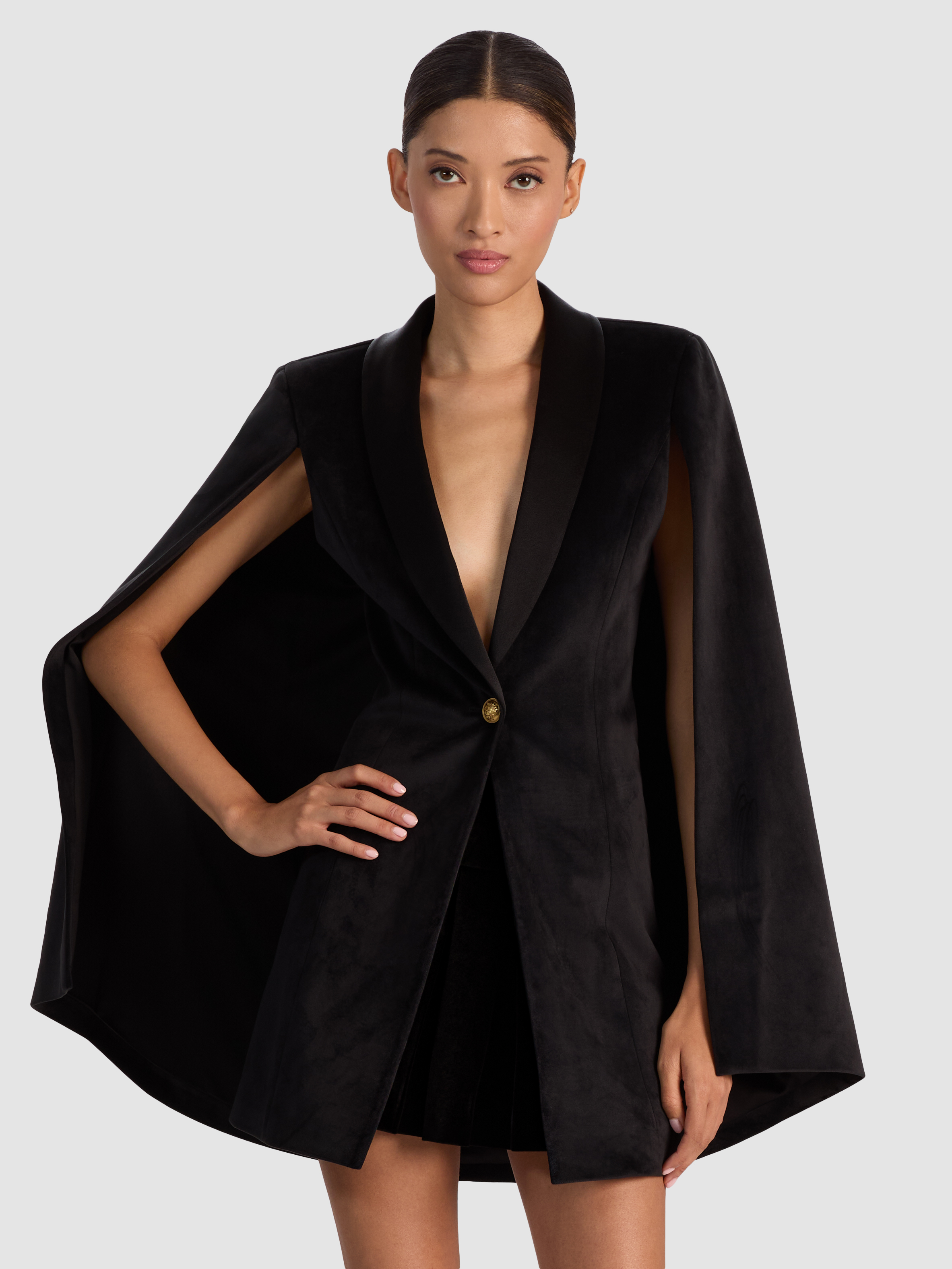 alice + olivia ESTHER VELVET CAPE BLAZER