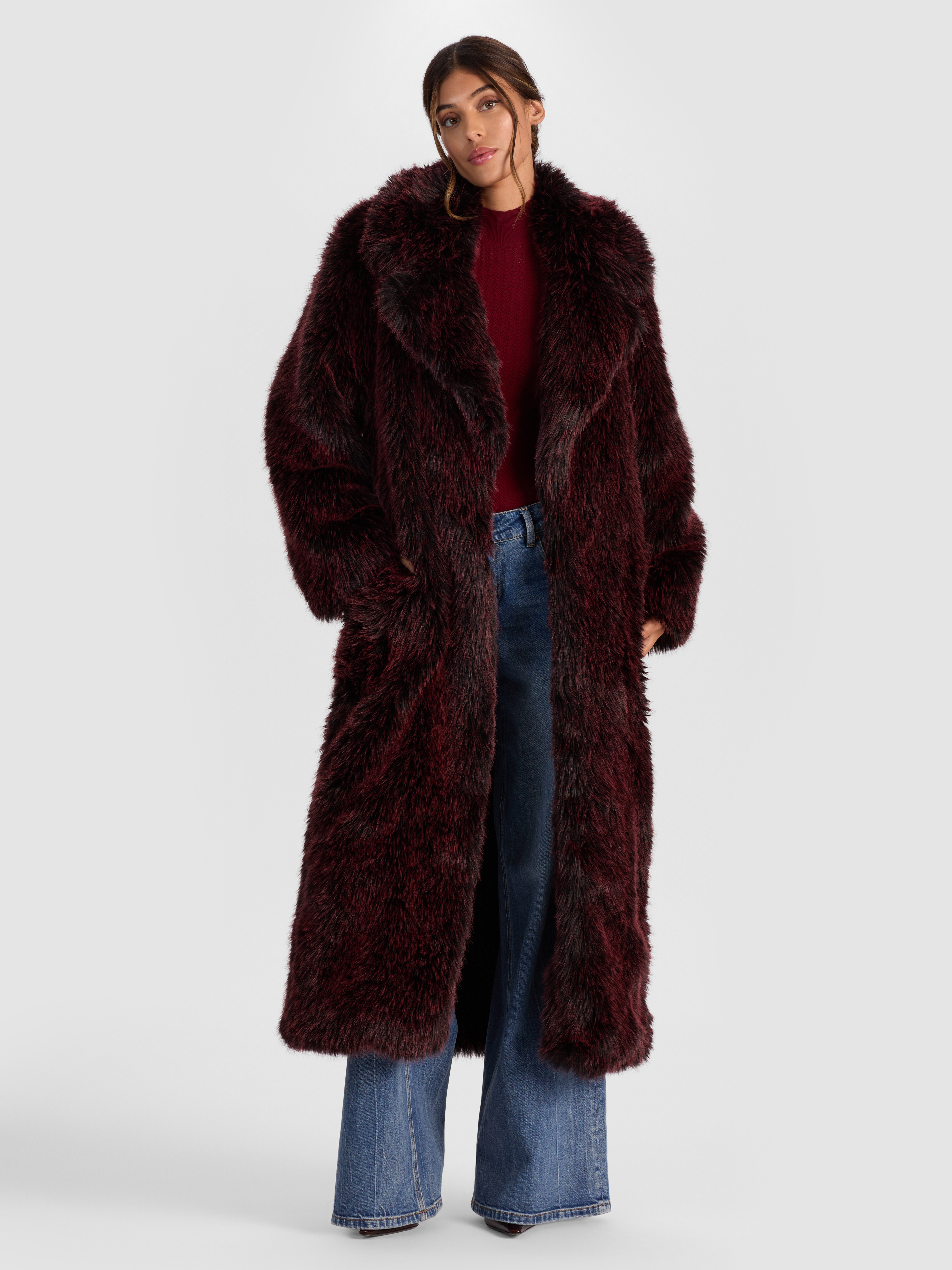 alice + olivia MARVIN FAUX FUR MAXI COAT