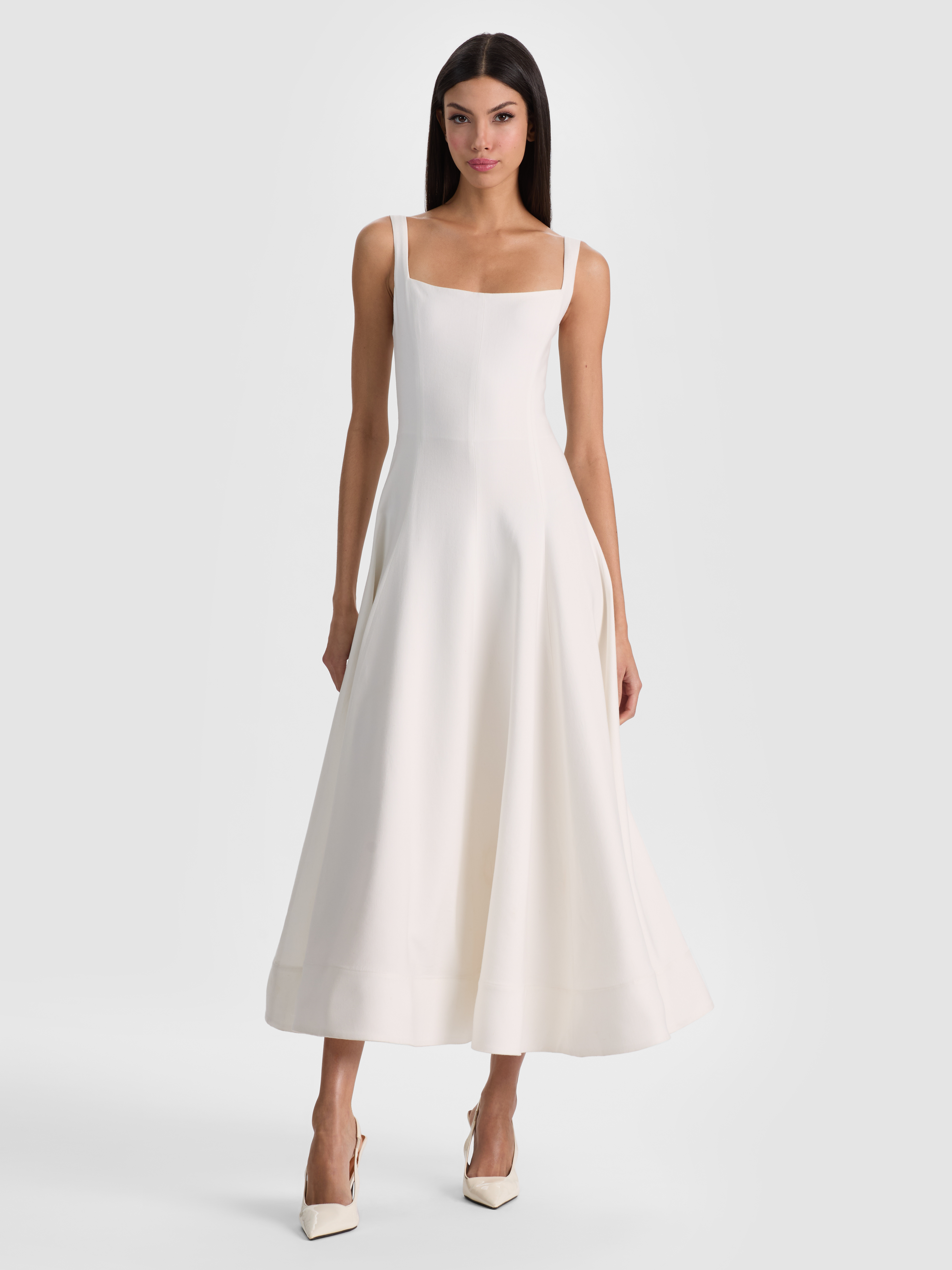 alice + olivia POLLY FLARED MIDI DRESS