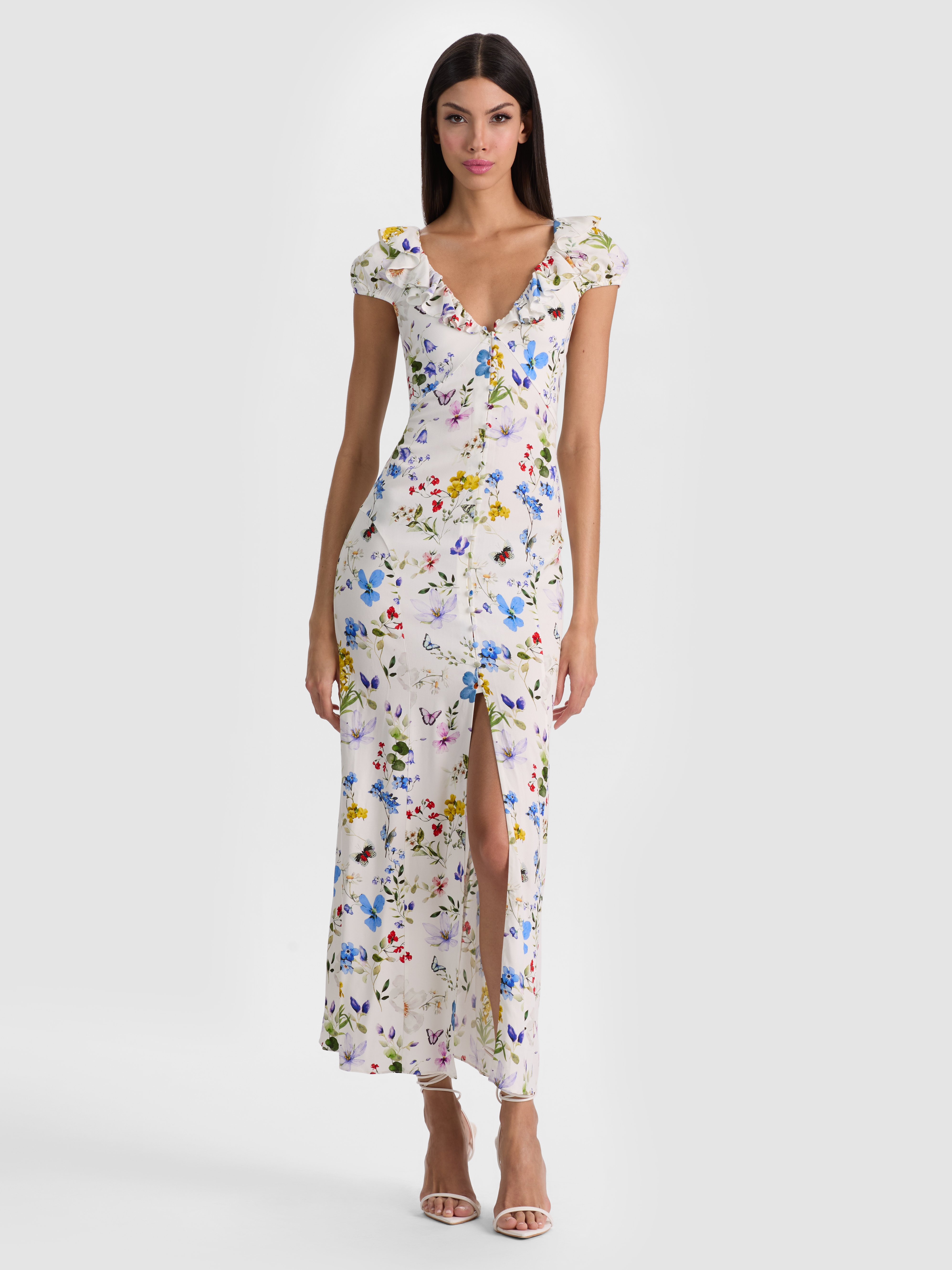 alice + olivia TARA MIDI SLIP DRESS