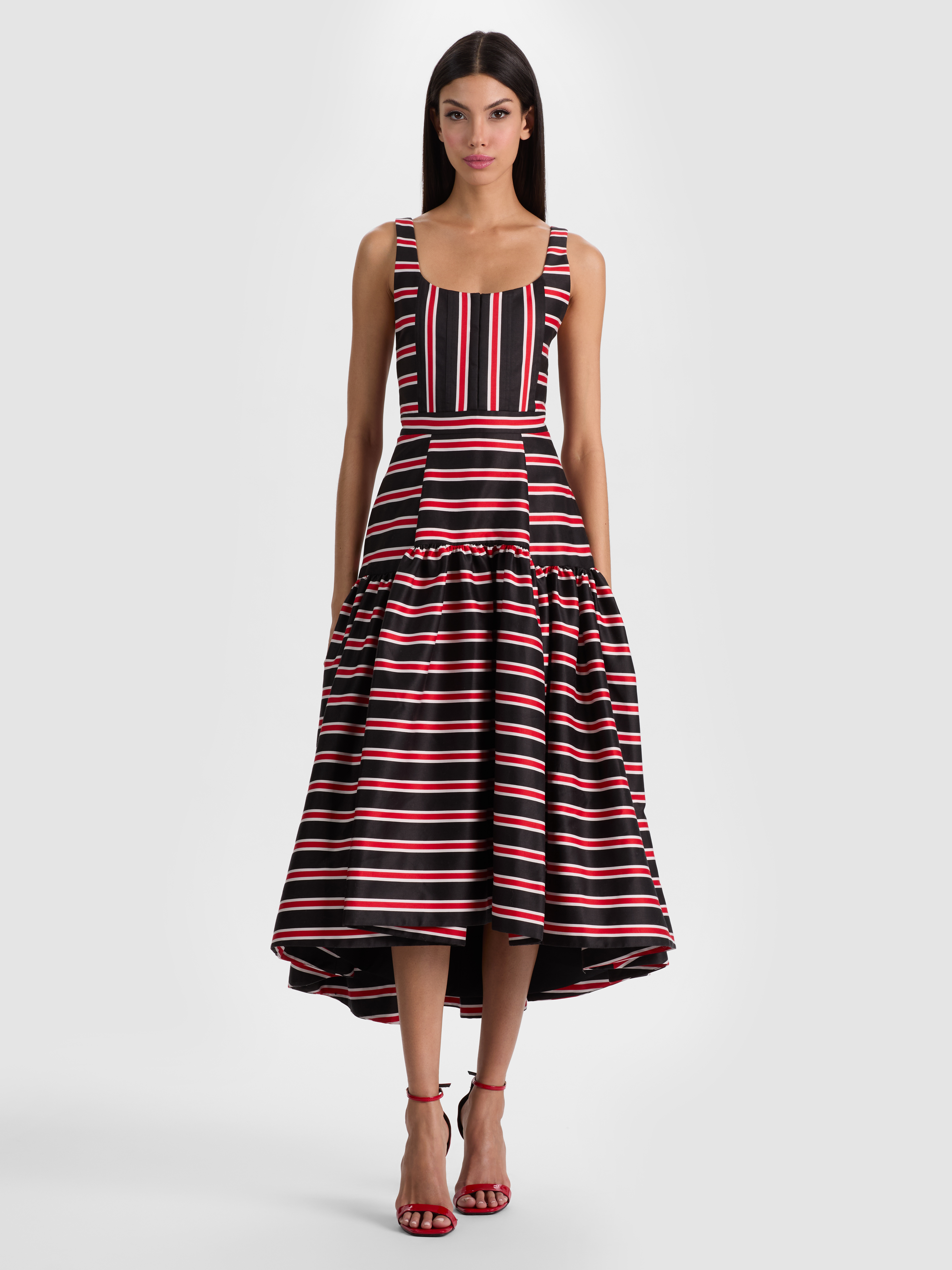 alice + olivia DIANA STRUCTURED MIDI DRESS