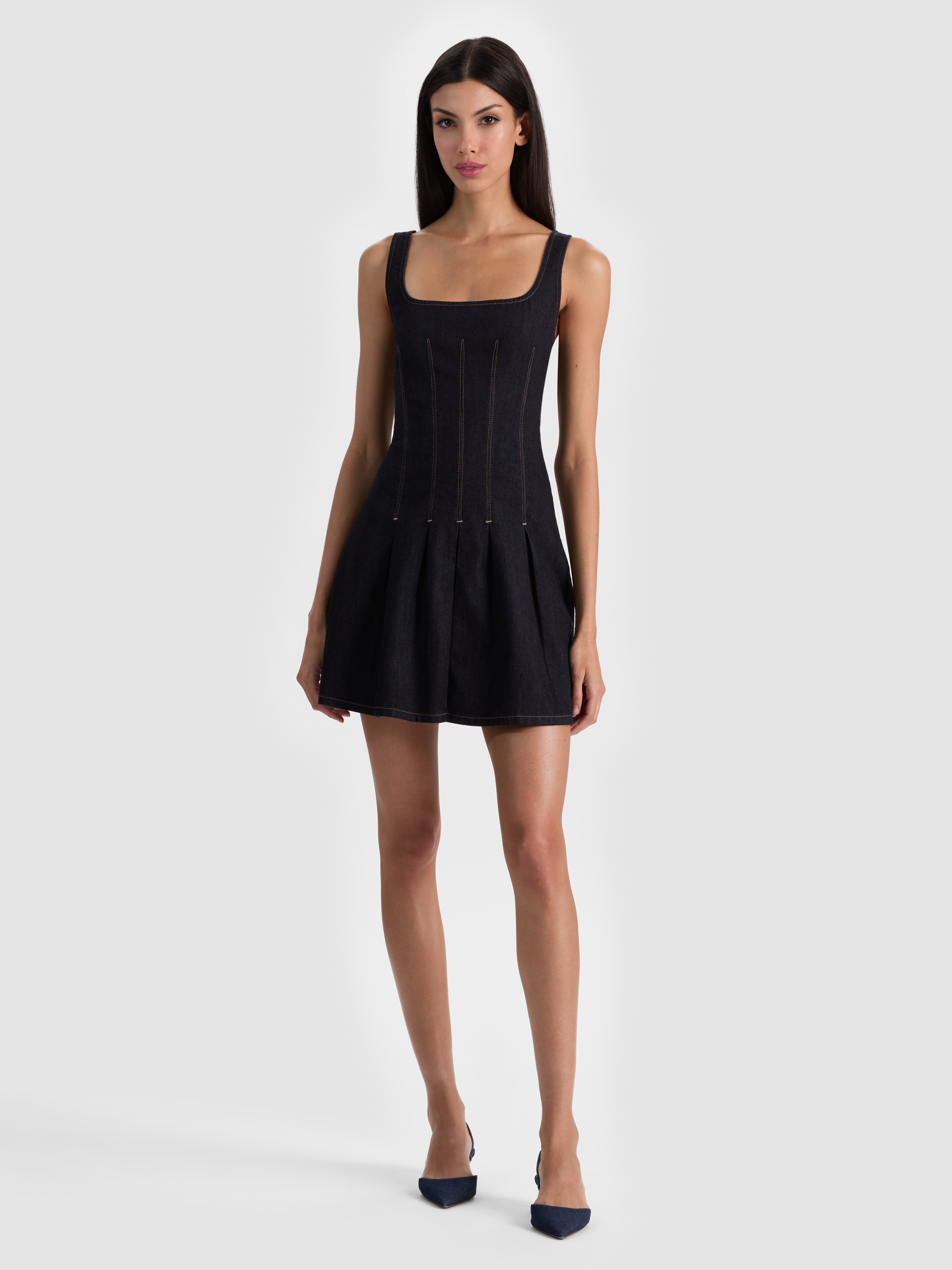 alice + olivia HOLLIS DENIM MINI DRESS