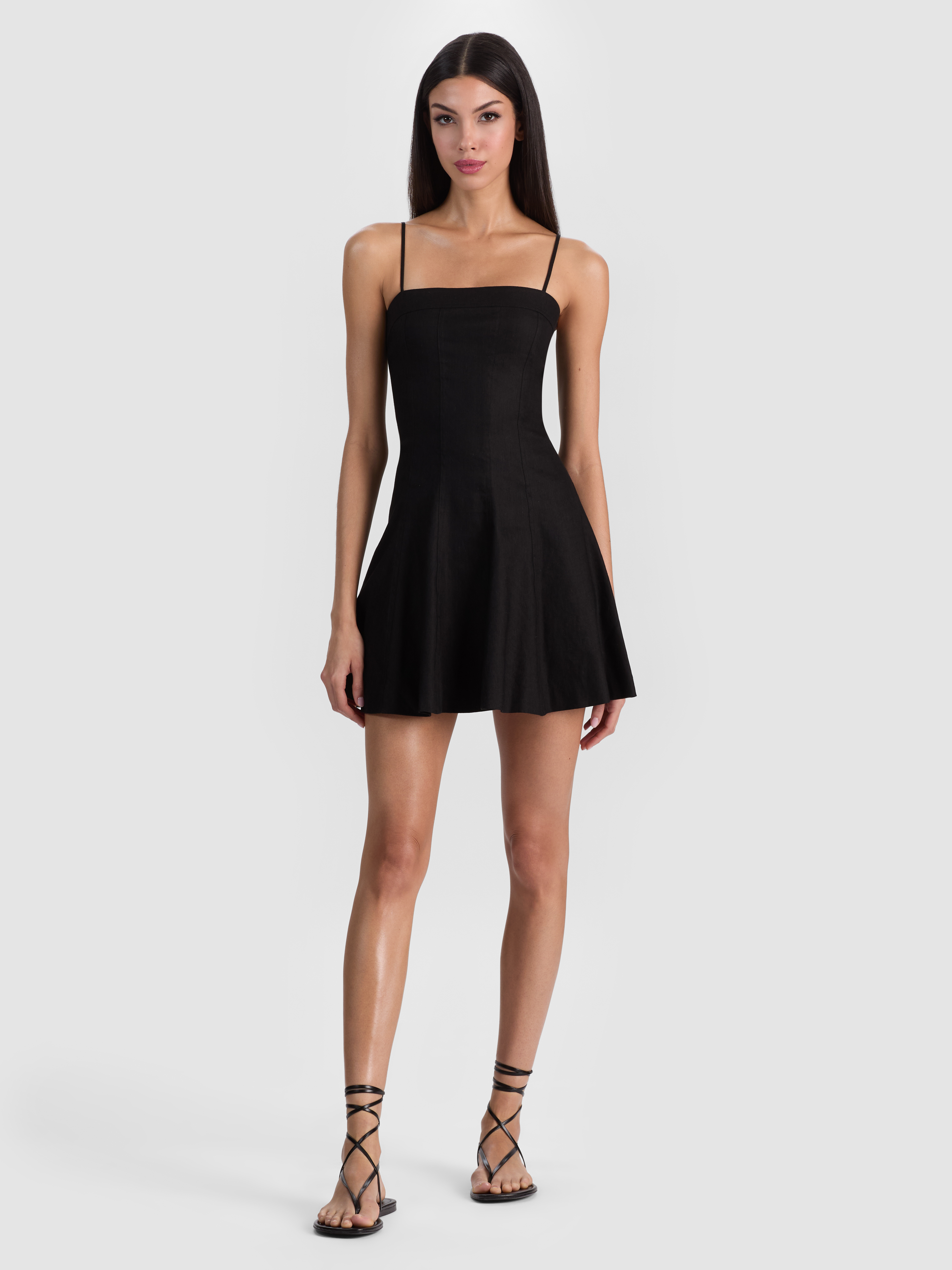 alice + olivia KATHLEEN LINEN MINI DRESS