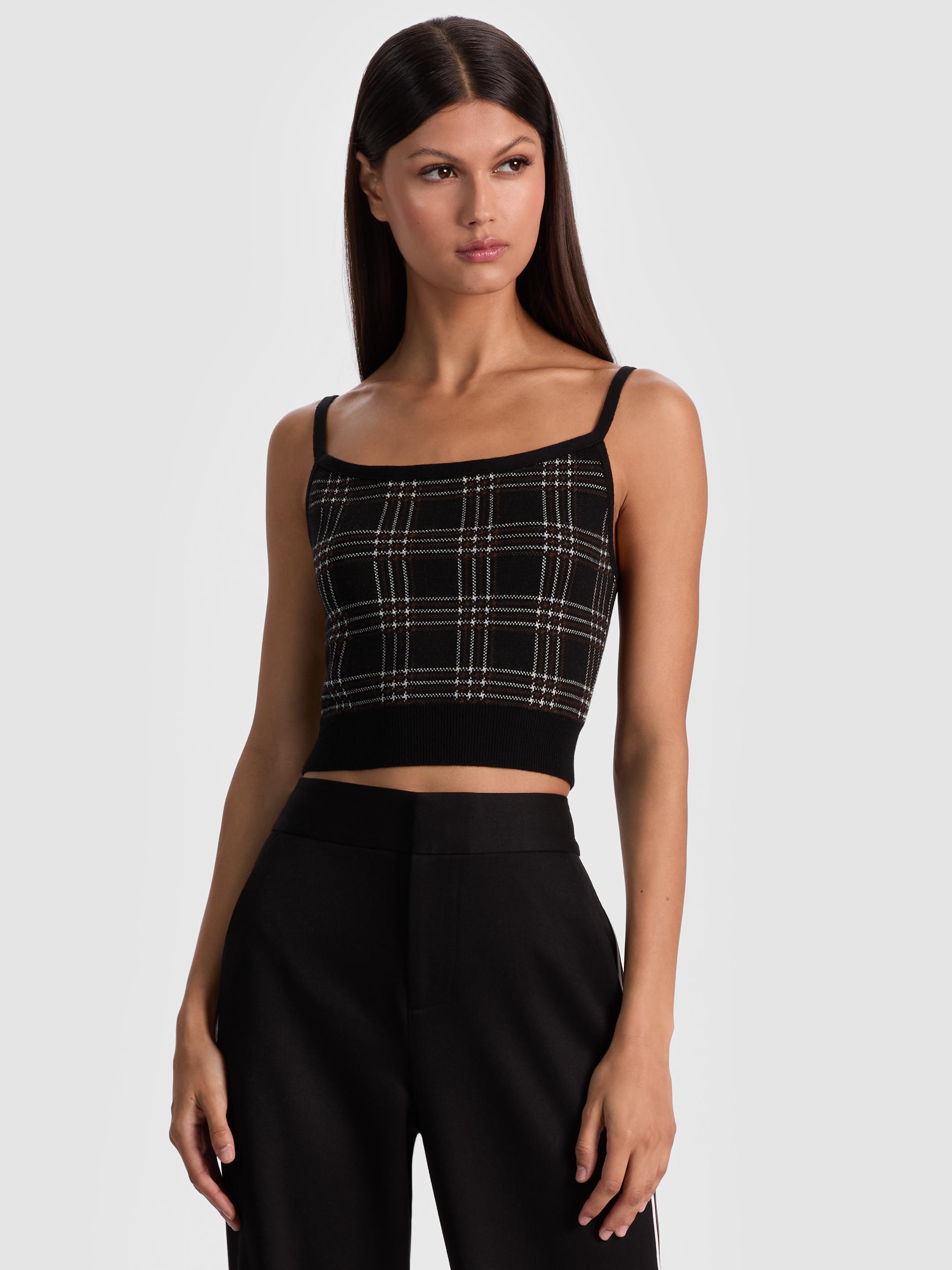 alice + olivia MAUDE PLAID BRALETTE