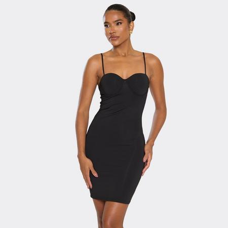 Underwire Sculpt Detail Mini Dress In Black, Women's Size ML