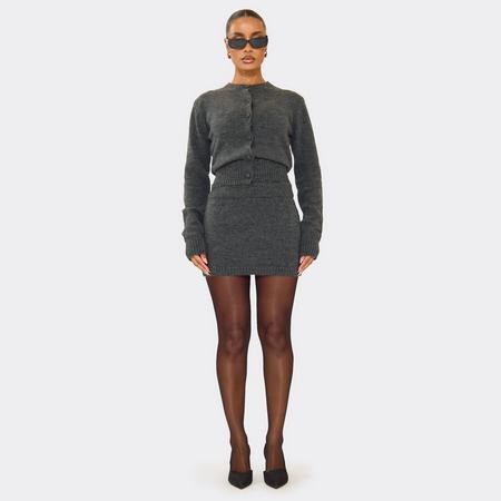 Button Down Cardigan In Dark Grey Soft Knit, Women's Size