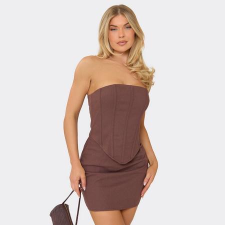 Bandaue Boned Corset Detail Mini Dress In Brown, Women's Size