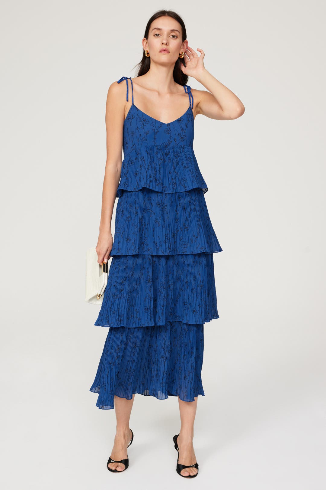 Club Monaco Pleated Dress Blue-print