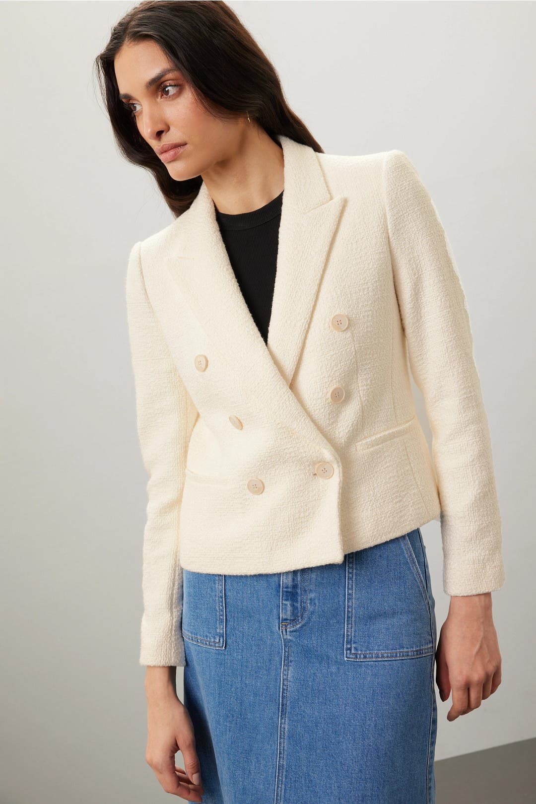 Club Monaco Textured Tweed Blazer White