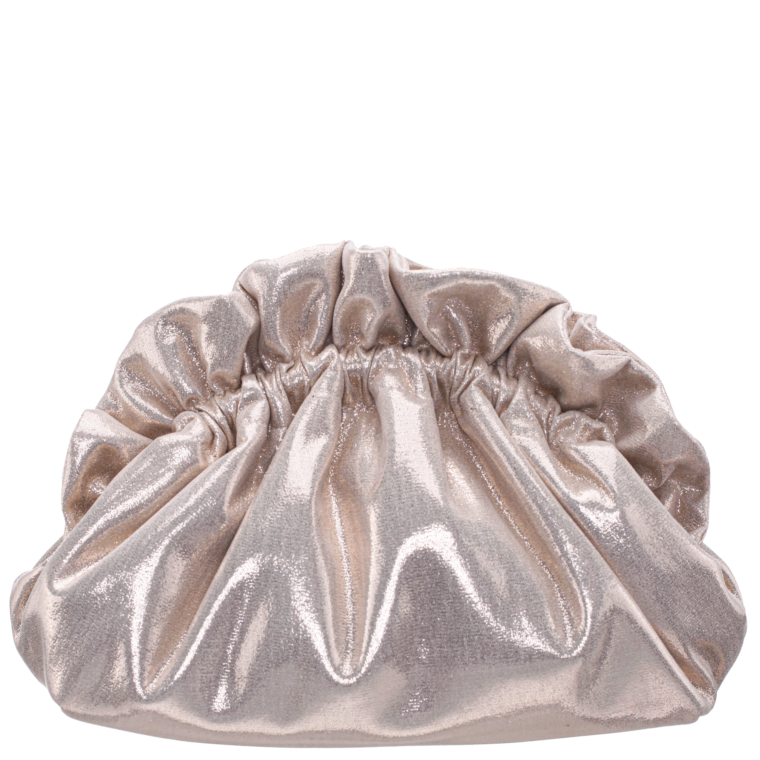 Womens Cristy Platino Metallic Gathered Crossbody Pouch Bag