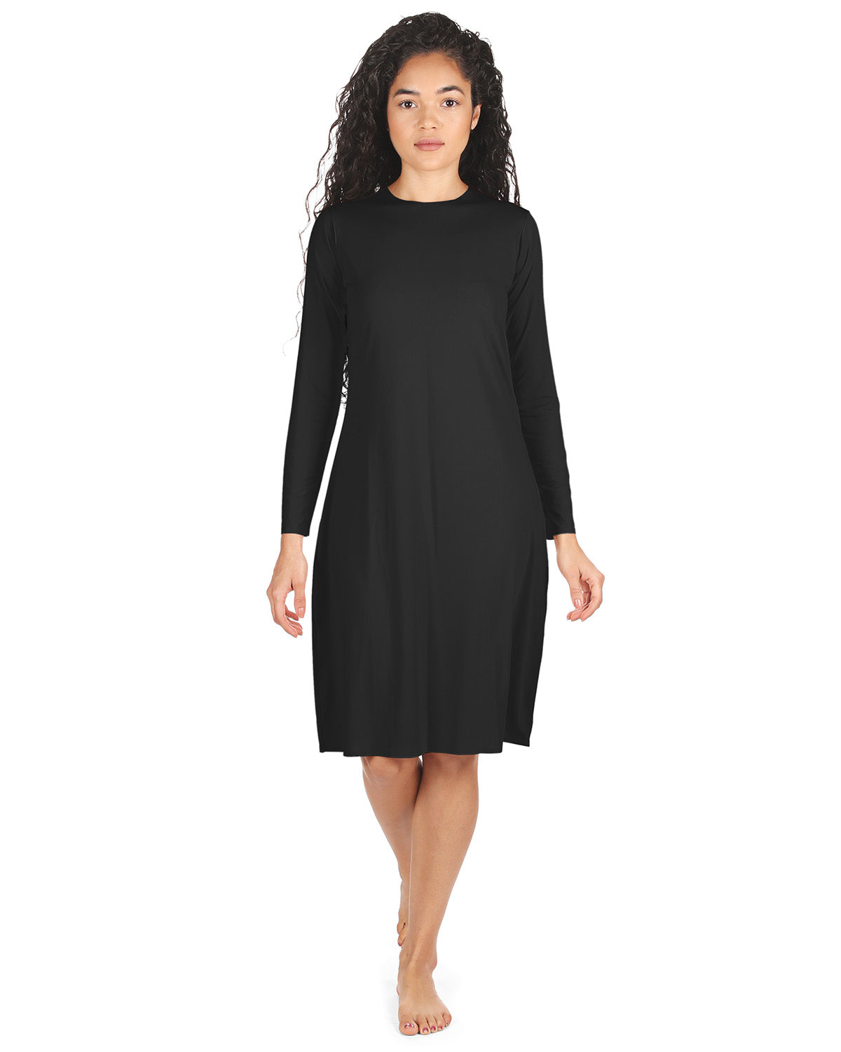 Women's Bonded Long Sleeve Slip Dress - Small Black