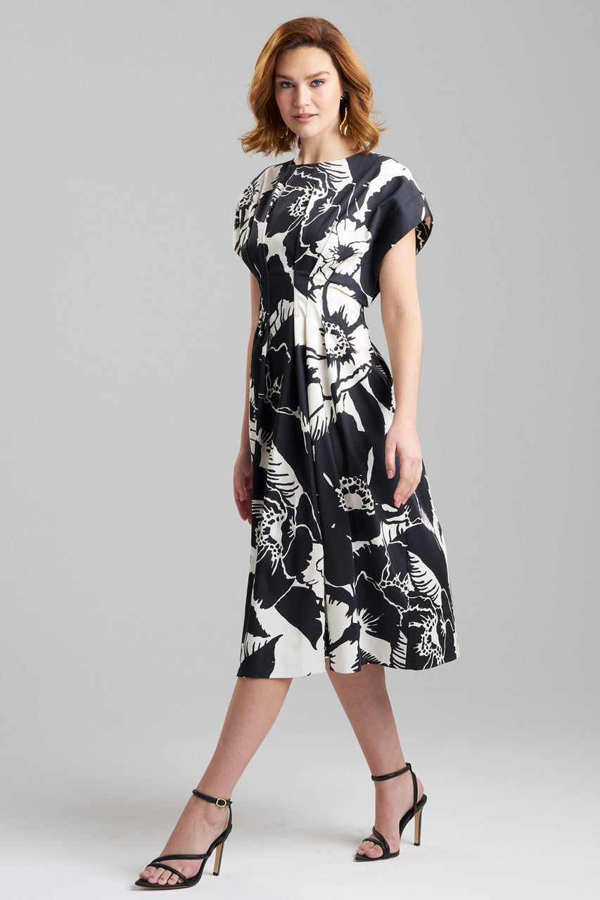 Cote D'Azur Cotton Chino Fit & Flare Pleated Dress